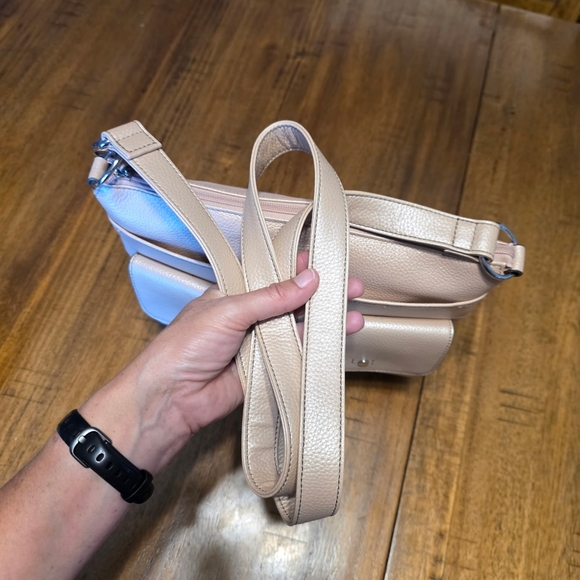 Tignanello Voyager Convertible Crossbody Bag Metallic Rose - Picture 9 of 13